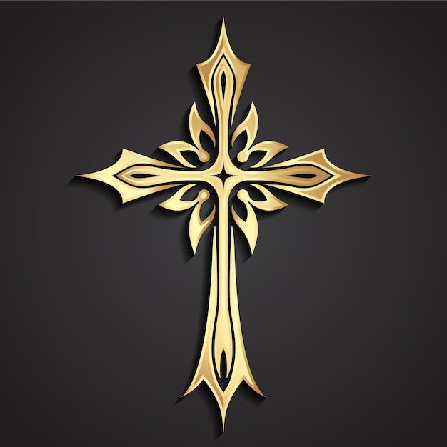 3d cruz ornamental dourada elegante símbolo religioso