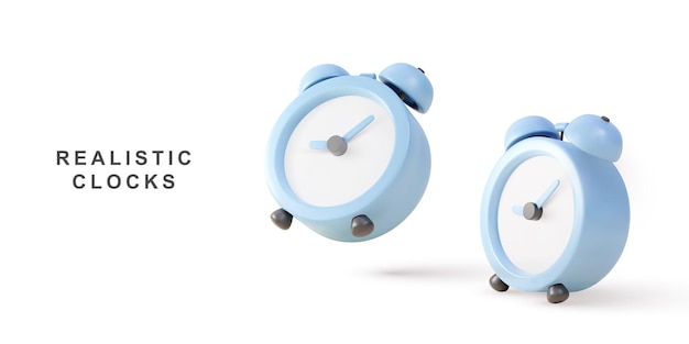 Vetor 3d dois relógios realistas azuis