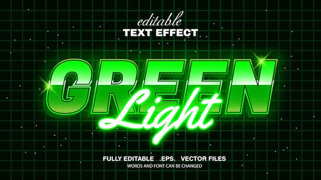 3d efeito de texto editável ogreen tema de luz verde vetor premium