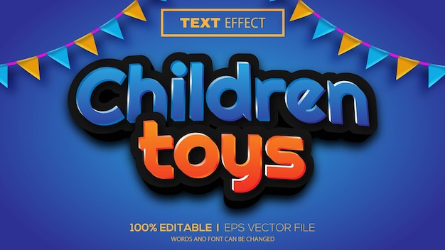 3d efeito de texto editável para crianças brinquedos tema vetor premium
