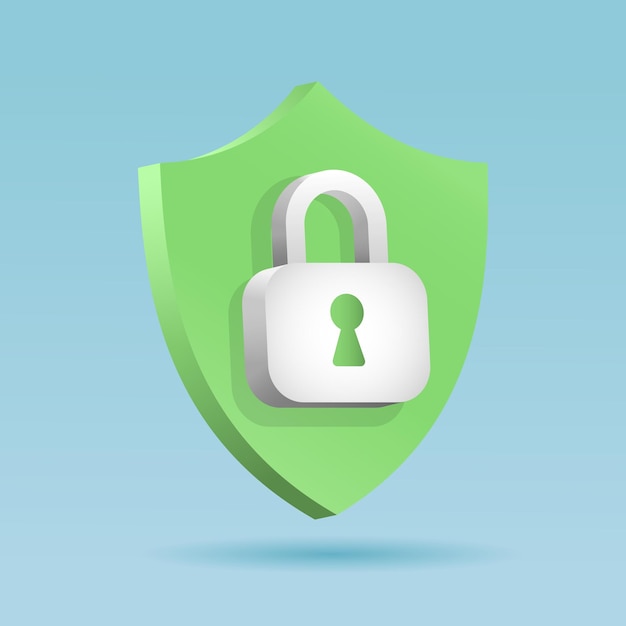 3d escudo verde cadeado segurança da Internet firewall antivírus ícone de internet segura escudo de proteção