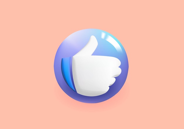 3D Moderno como Emoji polegar para cima sinal de bola Emoticon Icon Design para Rede Social