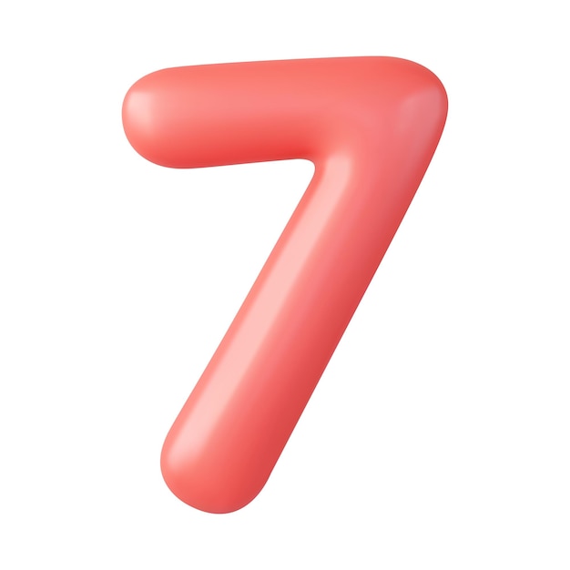 3d Número 7 Sete Sinal numérico cor vermelha