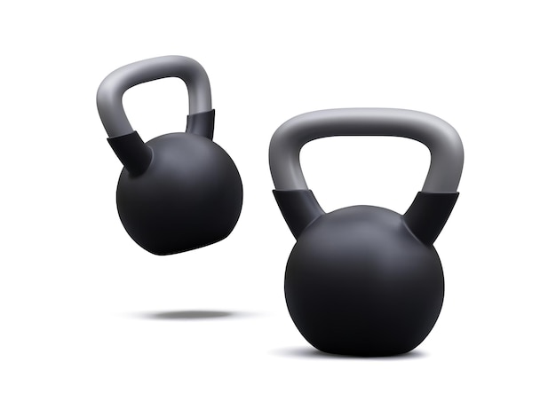 3d pesos realistas kettlebell isolado no fundo branco ilustração vetorial