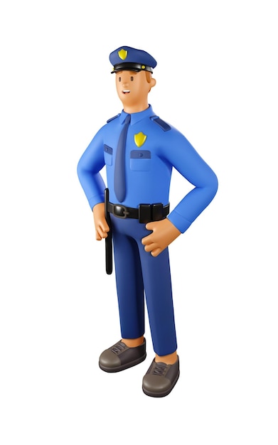 3d policeman vector illustration cartoon personagem masculino de oficial de polícia
