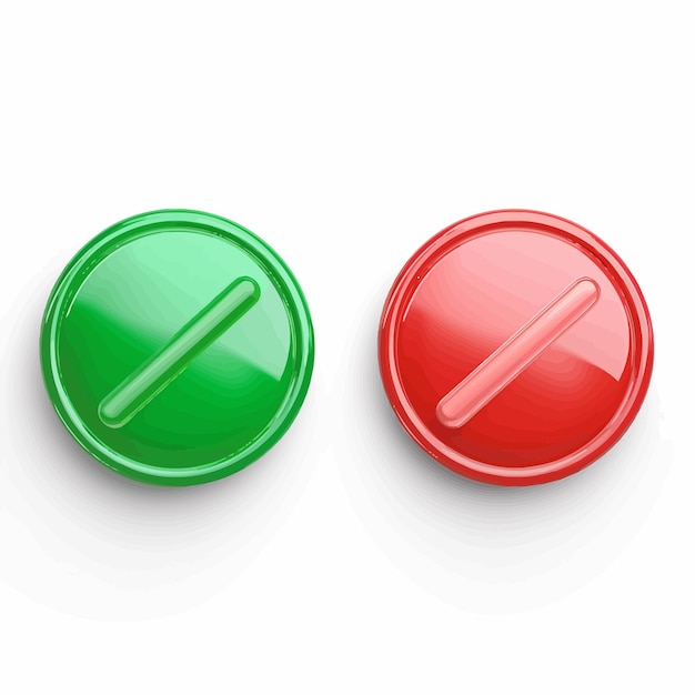 Vetor 3d_red_and_green_yes_no_buttons_icon_cartoon