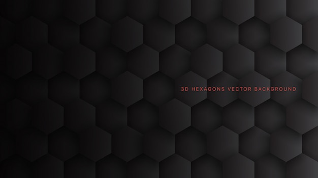 Vetor 3d tecnológico hexágono blocos preto minimalista