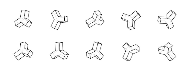 Vetor 3d três estrelas quadradas