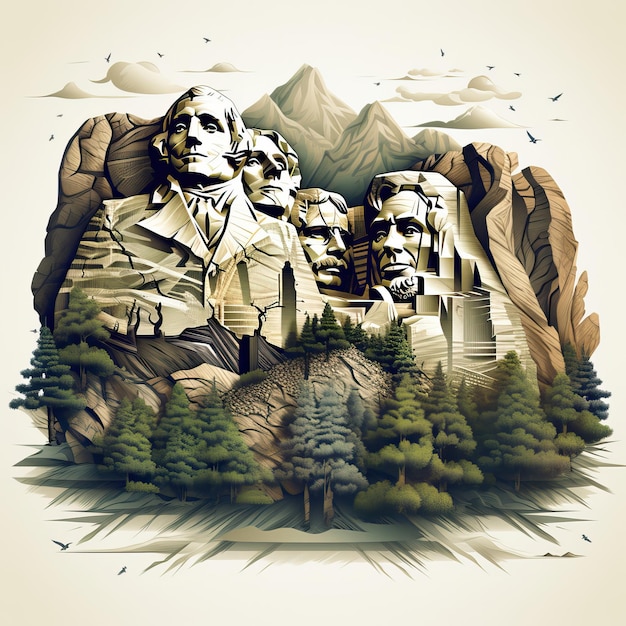 Vetor 3d vector monte rushmore em fundo branco