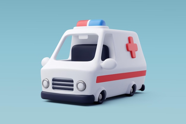 Vetor 3d vector serviço de emergência de ambulância serviço de salvamento médico cuidados de saúde e conceito médico