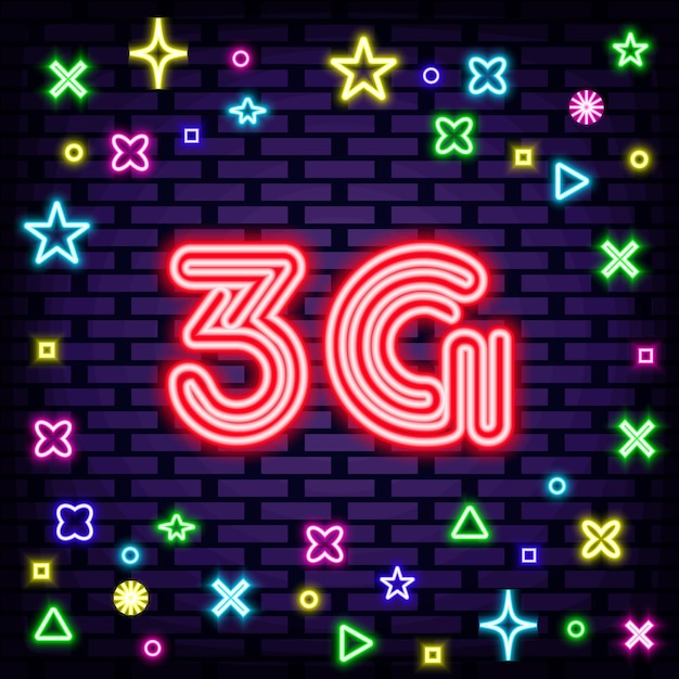 3g internet móvel sinal de néon vector script de néon texto de néon