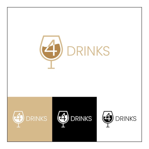 4 bebidas design de logotipo plano design de logotipo com múltiplas variações