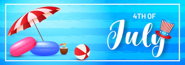 4 de cabeçalho de celebração de julho ou banner design