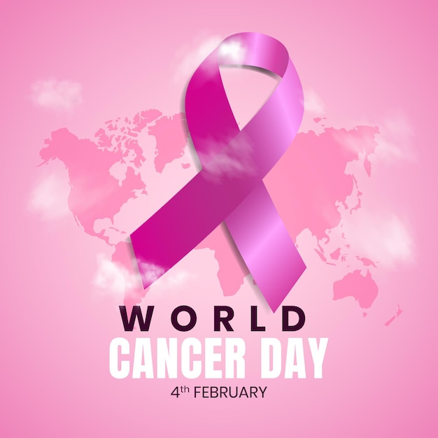 4 de fevereiro, dia mundial do câncer, design de plano de fundo vetorial