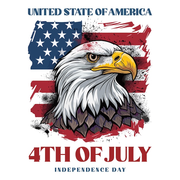 Vetor 4 de julho bandeira dos estados unidos águia dia da independência vector