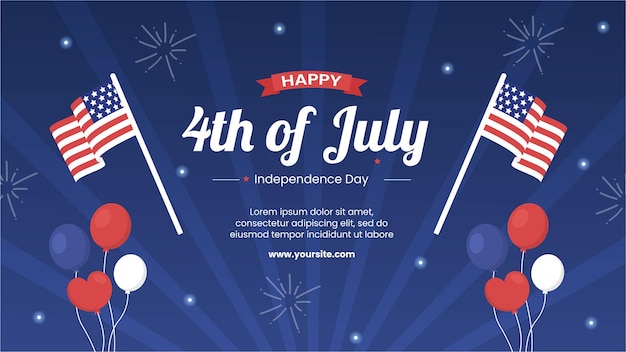 4 de julho feliz dia da independência EUA modelo de mídia social vertical ilustração de fundo