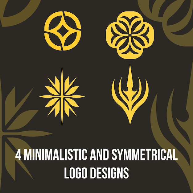 Vetor 4 designs de logotipo minimalistas e simétricos