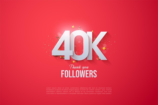 40k seguidores com números 3d empilhados