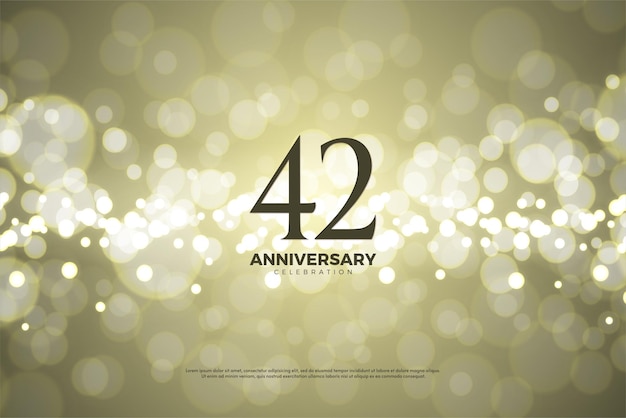 42º aniversário com fundo de folha de ouro