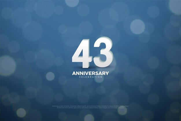 43º aniversário com números 3D em efeito de fundo bokeh