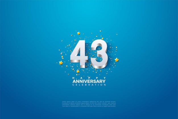 43º aniversário com revestimento numérico prateado