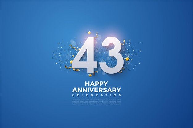 43º aniversário em um fundo azul