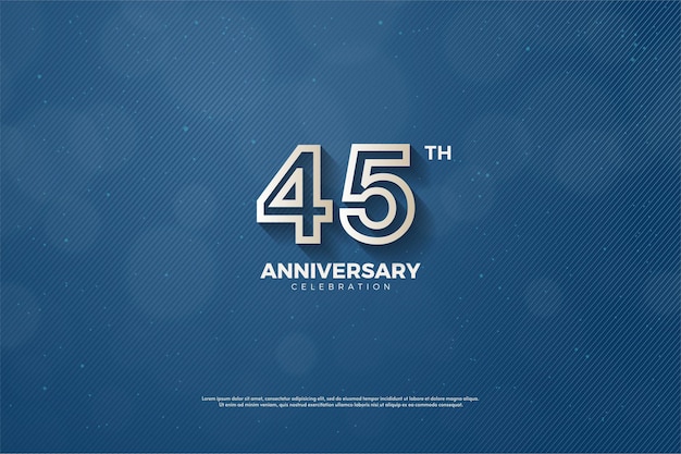 45º aniversário com grossos números listrados em marrom em um azul marinho.