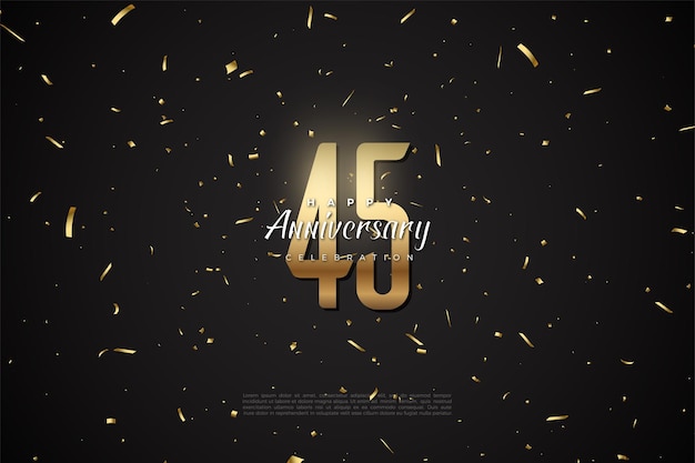 Vetor 45º aniversário com números e pontos dourados