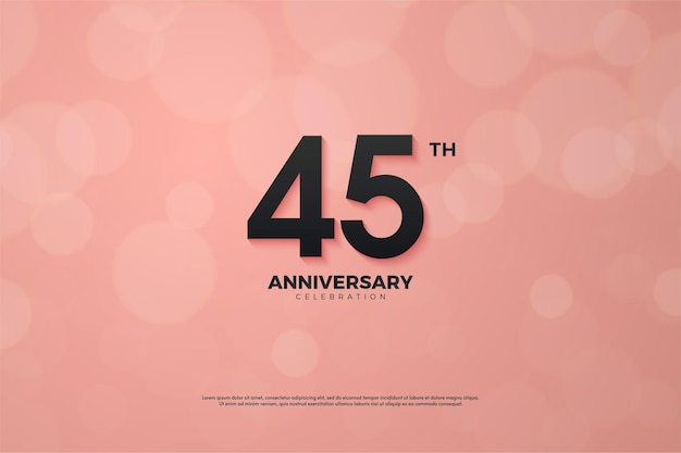 45º aniversário com papel rosa com efeito bokeh.