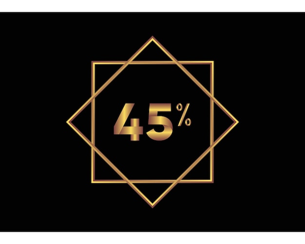 Vetor 45 por cento na imagem vetorial de ouro de fundo preto