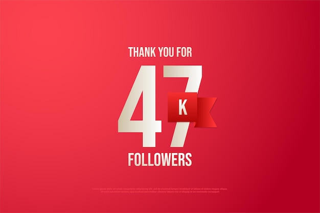 47k seguidores com números planos e corte de papel vermelho