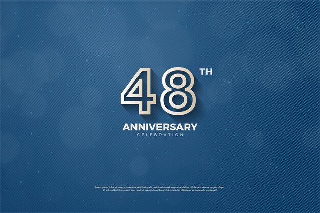 48º aniversário com fundo de textura de listras.