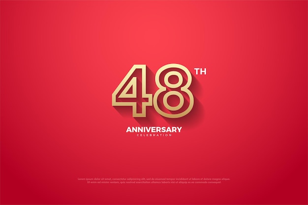 48º aniversário em um fundo vermelho.