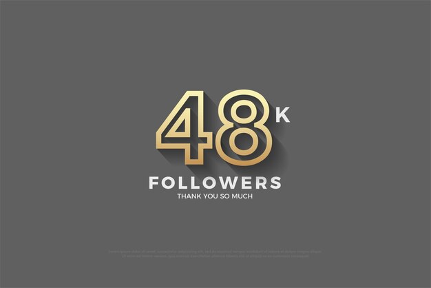 48k seguidores em um vetor premium de design de fundo cinza muito limpo