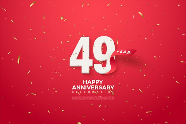 49º aniversário com decoração de saudação com papel vermelho.