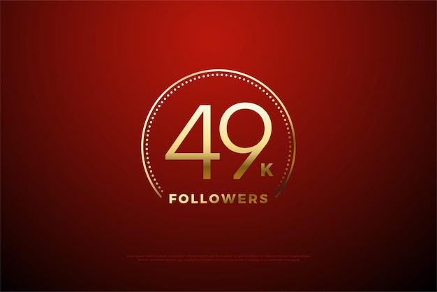 49 mil seguidores com ilustração de arco dourado acima do número