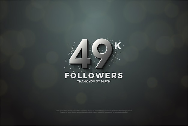 49k seguidores com linda ilustração de granulado de glitter branco