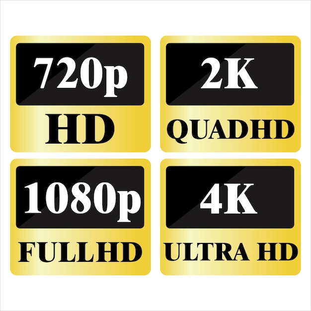 Vetor 4k ultrahd 2k quadhd 1080 fullhd e 720 hd dimensões de vídeo