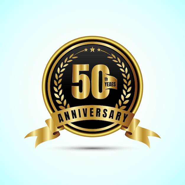50 anos de aniversário ícone logotipo design celebração de aniversário emblema de aniversário de ouro