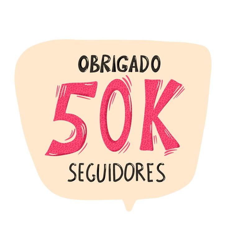 Vetor 50 k obrigado seguidores obrigado português