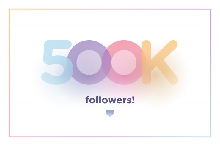Vetor 500k ou 500000, seguidores obrigado número de fundo colorido com sombra suave