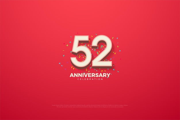 52º aniversário com ilustração de figura de efeito dandoodle
