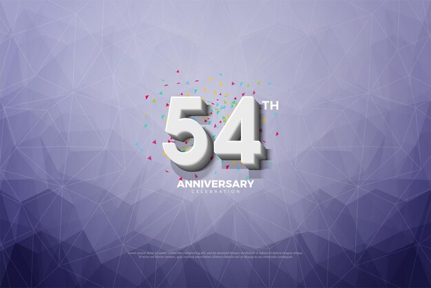54º aniversário com ilustração de fundo de papel cristal