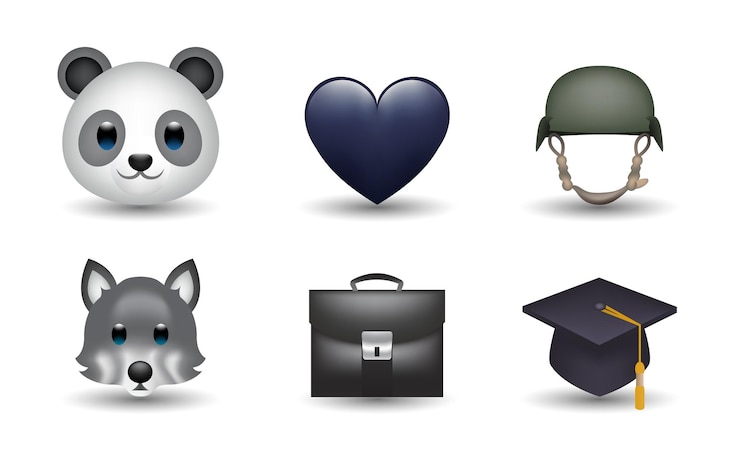 Vetor 6 emoticon isolado no fundo branco.