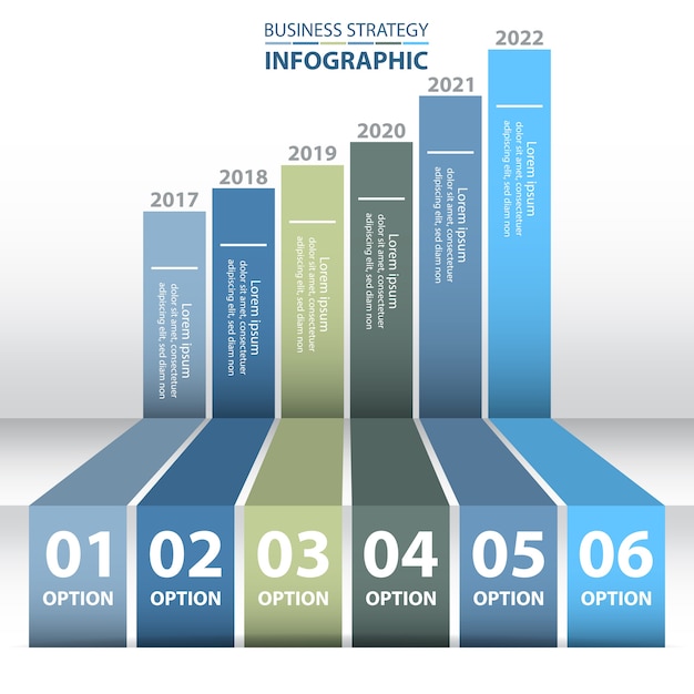 6 passos moderno e limpo modelo de design de infográficos de negócios