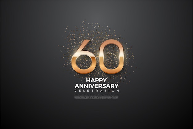 60º aniversário com números brilhantes no escuro