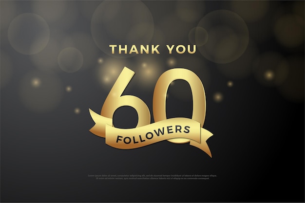 60k seguidores com números e fitas douradas lado a lado.