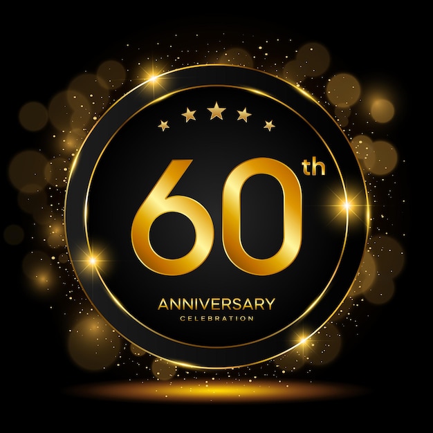 Vetor 60th anniversary celebration golden anniversary template design vector ilustração do modelo