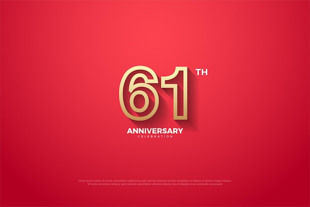 61º aniversário com ilustração de número perfurado.