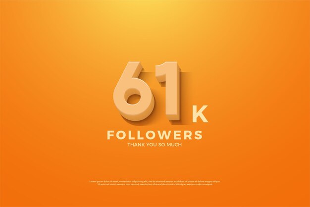 61 mil seguidores com números 3D realistas.